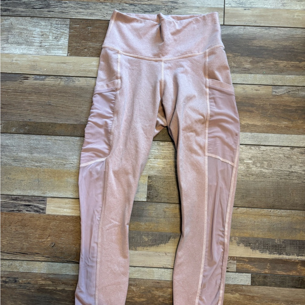 Fabletics Pink High-Waist Leggings with Side Pockets